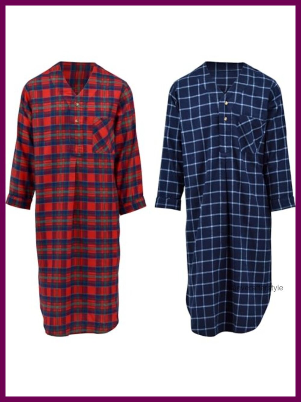 Men's Lightweight Cotton Flannel Sleep Shirt Loose Pullover Nightshirt